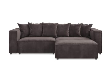 Cubo 4-seters L-formet Dyp Modulsofa med Divan i Fløyel - Mørk grå - Møbler - Sofaer - Sofaer med sjeselong