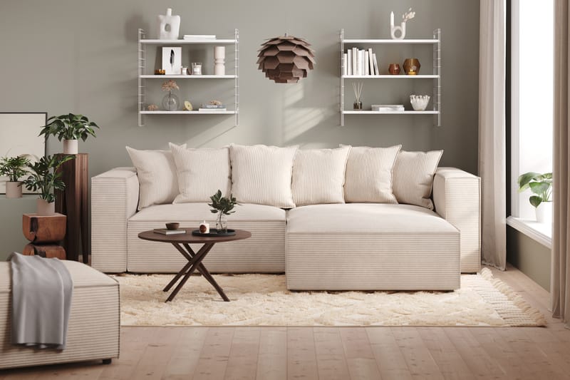 Cubo 4-seters L-formet Dyp Modulsofa med Divan i Manchester - Beige - Møbler - Sofaer - Sofaer med sjeselong