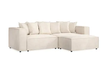Cubo 4-seters L-formet Dyp Modulsofa med Divan i Manchester - Beige - Møbler - Sofaer - Sofaer med sjeselong
