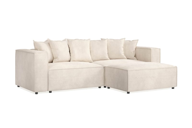 Cubo 4-seters L-formet Dyp Modulsofa med Divan i Manchester - Beige - Møbler - Sofaer - Sofaer med sjeselong