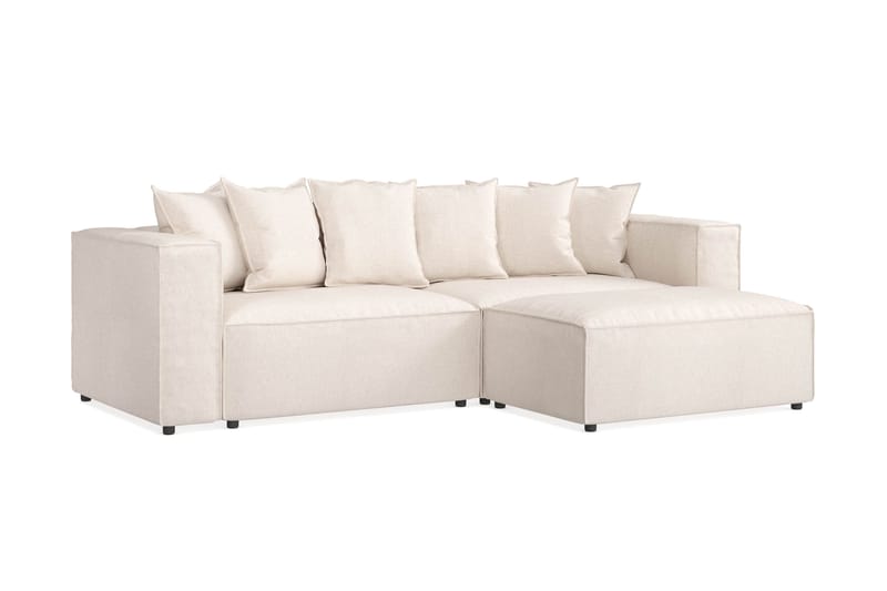 Cubo 4-seters L-formet Dyp Modulsofa med Divan i Stoff - Beige - Møbler - Sofaer - Sofaer med sjeselong