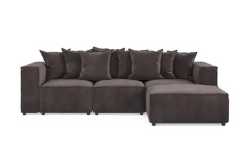 Cubo 4-seters Vendbar L-formet Dyp Modulsofa med Divan i Fløyel - Mørk grå - Møbler - Sofaer - Sofaer med sjeselong - 3 seters sofa med divan
