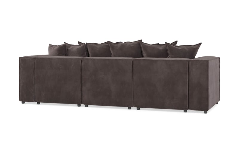 Cubo 4-seters Vendbar L-formet Dyp Modulsofa med Divan i Fløyel - Mørk grå - Møbler - Sofaer - Sofaer med sjeselong - 3 seters sofa med divan