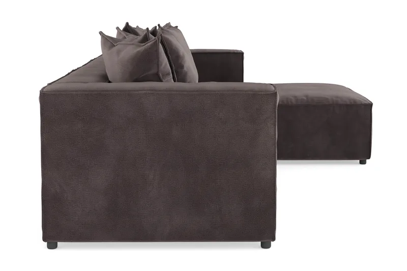 Cubo 4-seters Vendbar L-formet Dyp Modulsofa med Divan i Fløyel - Mørk grå - Møbler - Sofaer - Sofaer med sjeselong - 3 seters sofa med divan