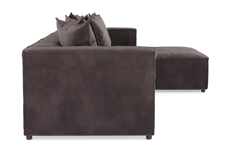 Cubo 4-seters Vendbar L-formet Dyp Modulsofa med Divan i Fløyel - Mørk grå - Møbler - Sofaer - Sofaer med sjeselong - 3 seters sofa med divan