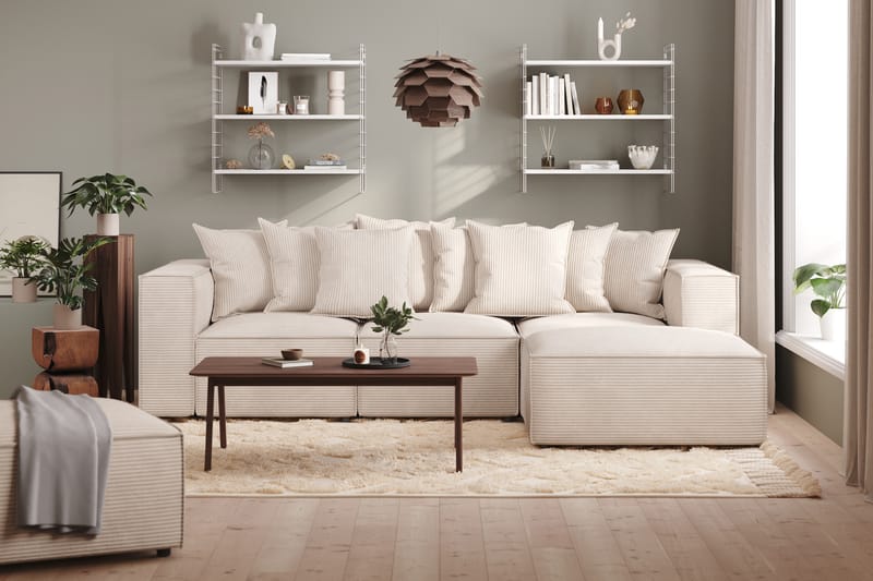 Cubo 4-seters Vendbar L-formet Dyp Modulsofa med Divan i Manchester - Beige - Møbler - Sofaer - Sofaer med sjeselong - 3 seters sofa med divan