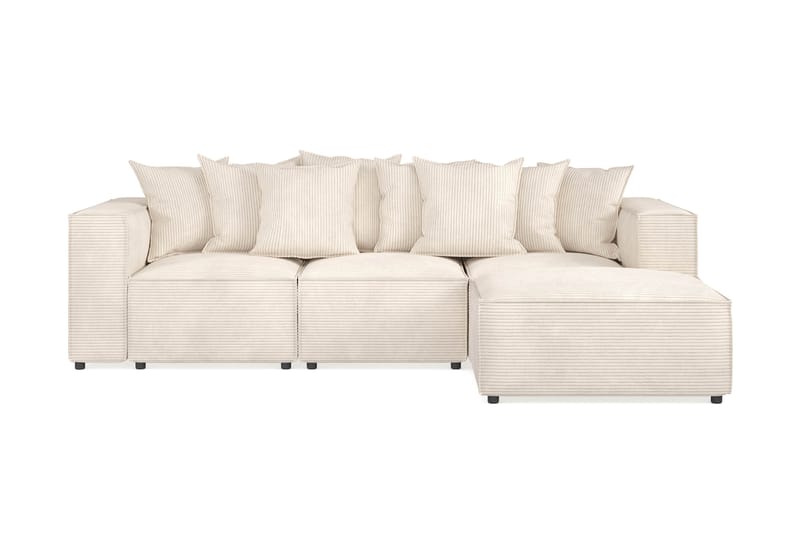 Cubo 4-seters Vendbar L-formet Dyp Modulsofa med Divan i Manchester - Beige - Møbler - Sofaer - Sofaer med sjeselong - 3 seters sofa med divan