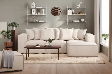 Cubo 4-seters Vendbar L-formet Dyp Modulsofa med Divan i Manchester - Beige - M øbler - Sofaer - Sofaer med sjeselong - 3 seters sofa med divan