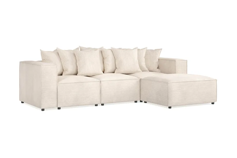 Cubo 4-seters Vendbar L-formet Dyp Modulsofa med Divan i Manchester - Beige - Møbler - Sofaer - Sofaer med sjeselong - 3 seters sofa med divan