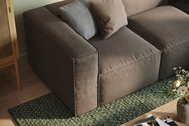 Cubo 4-seters Vendbar L-formet Dyp Modulsofa med Divan i Stoff - Grå - Møbler - Sofaer - Sofaer med sjeselong - 3 seters sofa med divan