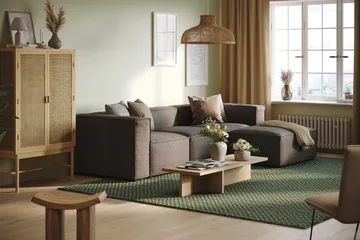 Cubo 4-seters Vendbar L-formet Dyp Modulsofa med Divan i Stoff - Grå - Møbler - Sofaer - Sofaer med sjeselong - 3 seters sofa med divan