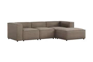 Cubo 4-seters Vendbar L-formet Dyp Modulsofa med Divan i Stoff - Grå - Møbler - Sofaer - Sofaer med sjeselong - 3 seters sofa med divan