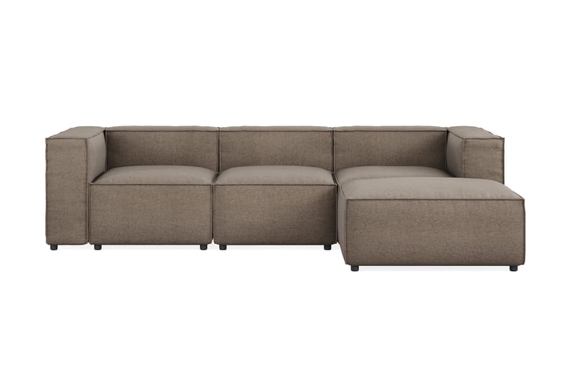 Cubo 4-seters Vendbar L-formet Dyp Modulsofa med Divan i Stoff - Grå - Møbler - Sofaer - Sofaer med sjeselong - 3 seters sofa med divan