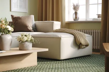 Cubo 4-seters Vendbar L-formet Dyp Modulsofa med Divan i Stoff - Hvit - Møbler - Sofaer - Sofaer med sjeselong - 3 seters sofa med divan