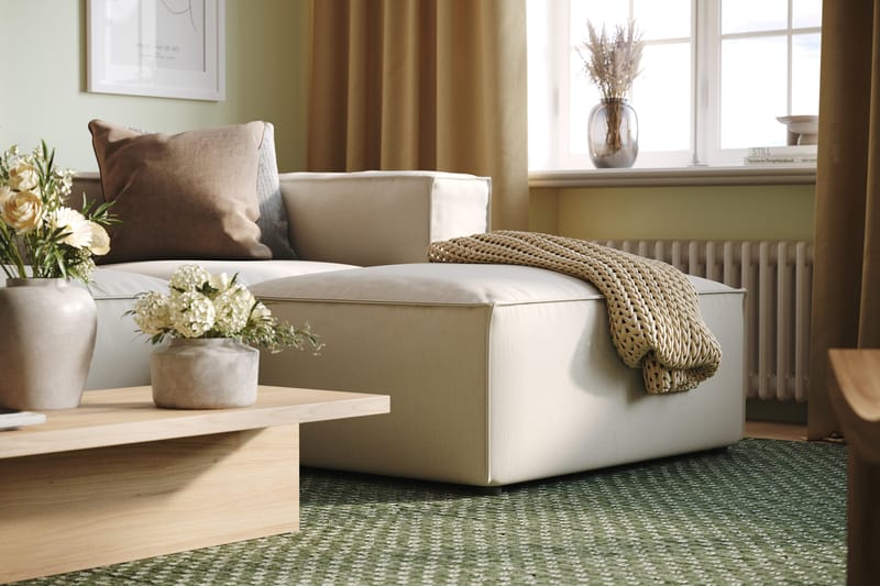 Cubo 4-seters Vendbar L-formet Dyp Modulsofa med Divan i Stoff - Hvit - Møbler - Sofaer - Sofaer med sjeselong - 3 seters sofa med divan