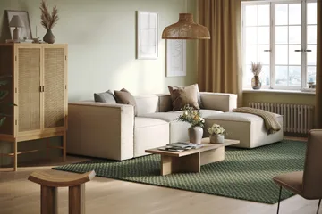 Cubo 4-seters Vendbar L-formet Dyp Modulsofa med Divan i Stoff - Hvit - Møbler - Sofaer - Sofaer med sjeselong - 3 seters sofa med divan