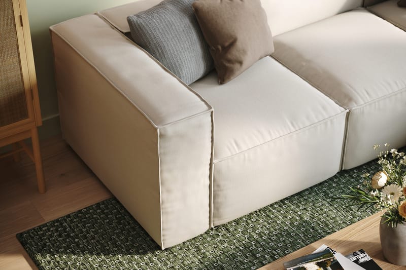 Cubo 4-seters Vendbar L-formet Dyp Modulsofa med Divan i Stoff - Hvit - Møbler - Sofaer - Sofaer med sjeselong - 3 seters sofa med divan