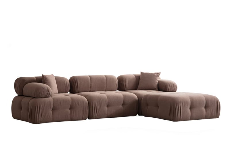 Divansofa 3-seters Belgin - Lysebeige - 4 seters sofa med divan - Sofaer med sjeselong