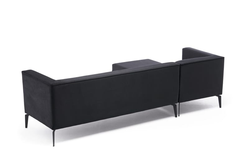 Divansofa Aidsisa Venstre - Fløyel/Svart - 4 seters sofa med divan - Fløyelssofaer - Sofaer med sjeselong