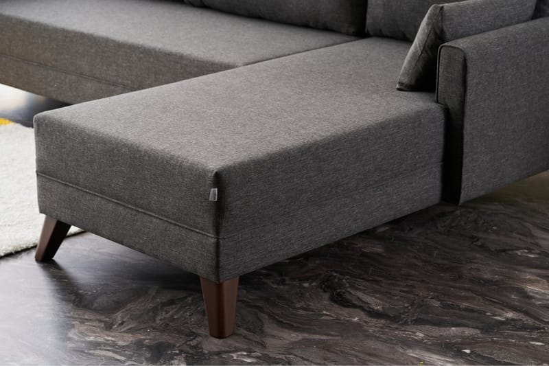 Divansofa Burundi Høyre - Antrasitt/Brun - 4 seters sofa med divan - Sofaer med sjeselong