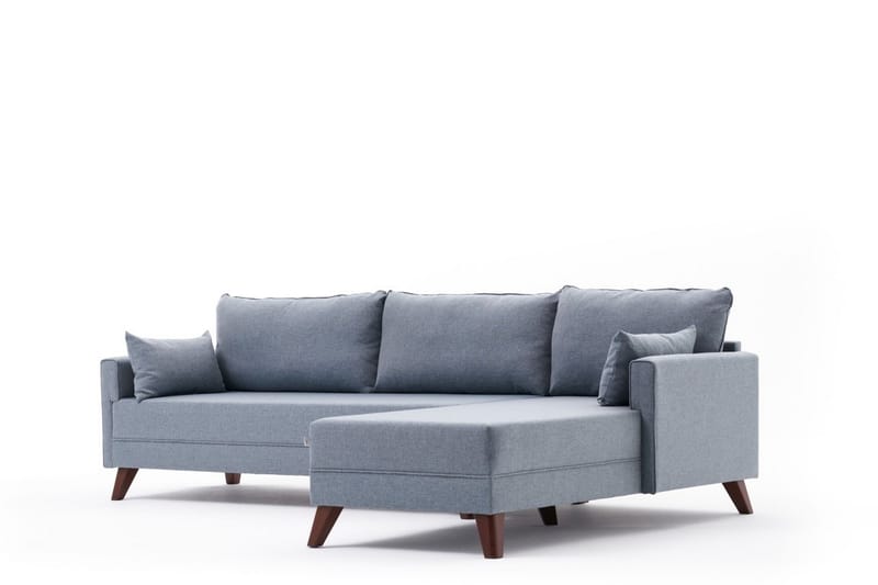 Divansofa Burundi Høyre - Blå / Brun - 4 seters sofa med divan - Sofaer med sjeselong