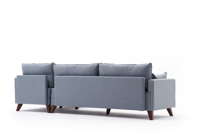Divansofa Burundi Høyre - Blå / Brun - 4 seters sofa med divan - Sofaer med sjeselong