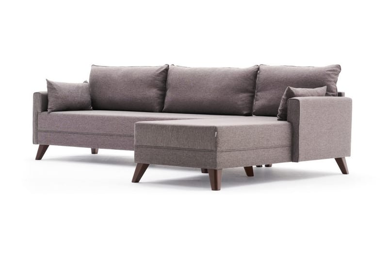 Divansofa Burundi Höger - Brun - 4 seters sofa med divan - Sofaer med sjeselong