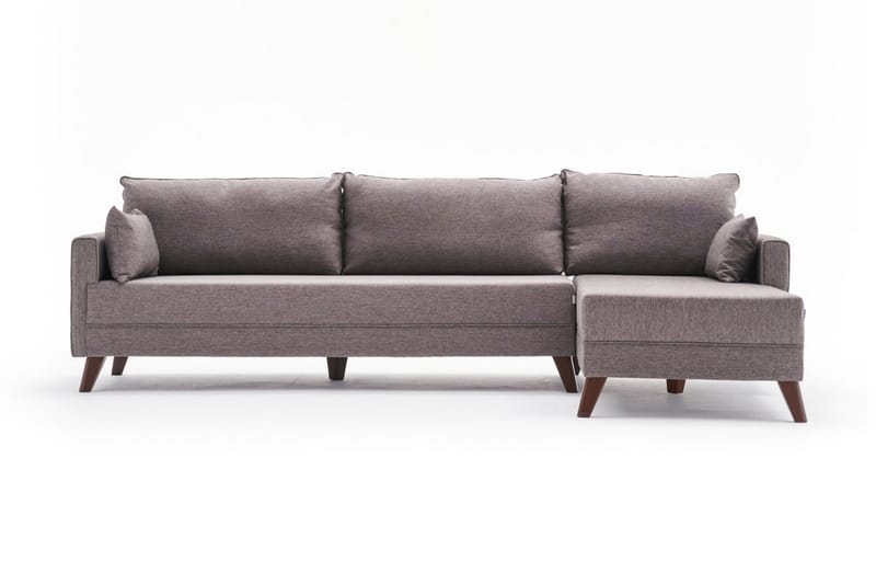 Divansofa Burundi Höger - Brun - 4 seters sofa med divan - Sofaer med sjeselong