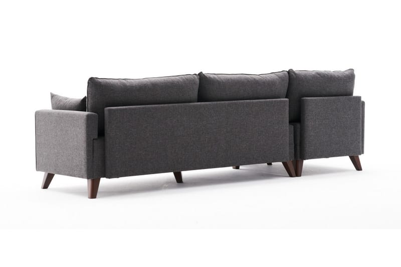Divansofa Burundi Venstre - Antrasitt / Brun - 4 seters sofa med divan - Sofaer med sjeselong