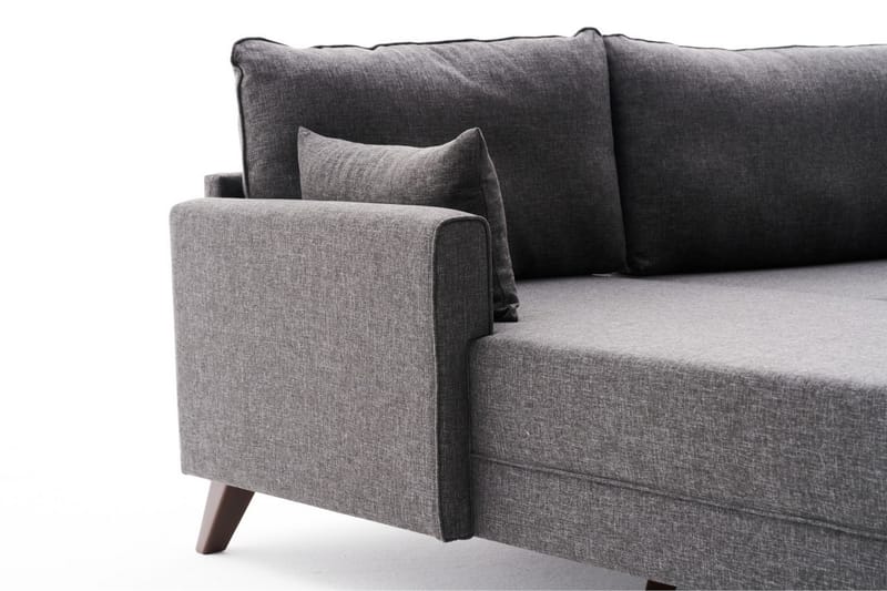 Divansofa Burundi Venstre - Antrasitt / Brun - 4 seters sofa med divan - Sofaer med sjeselong