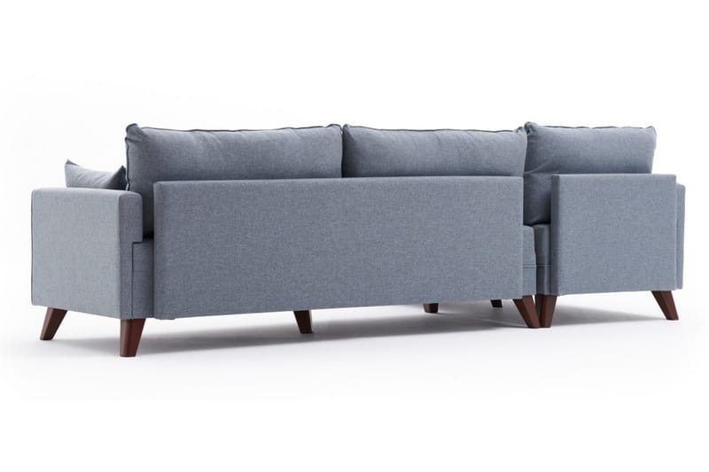 Divansofa Burundi Venstre - Blå / Brun - 4 seters sofa med divan - Sofaer med sjeselong