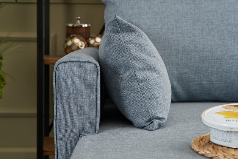 Divansofa Burundi Venstre - Blå / Brun - 4 seters sofa med divan - Sofaer med sjeselong