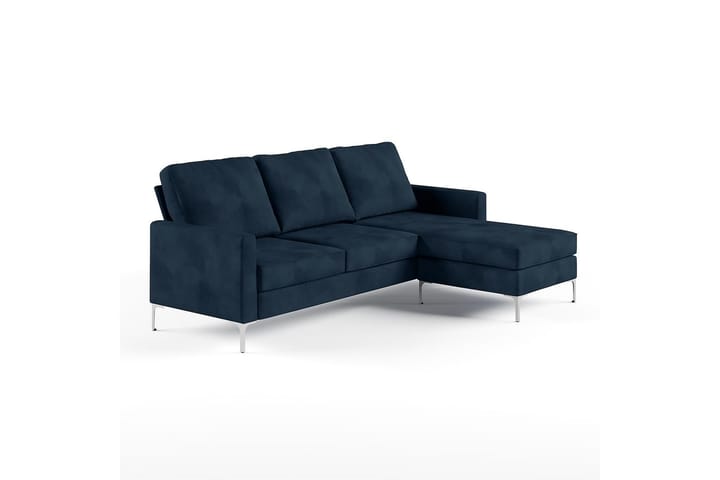 Divansofa Chapman Blå/Fløyel - 3 seters sofa med divan - Sofaer med sjeselong