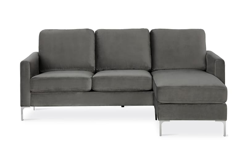 Divansofa Chapman Grå/Fløyel - Novogratz - 3 seters sofa med divan - Sofaer med sjeselong