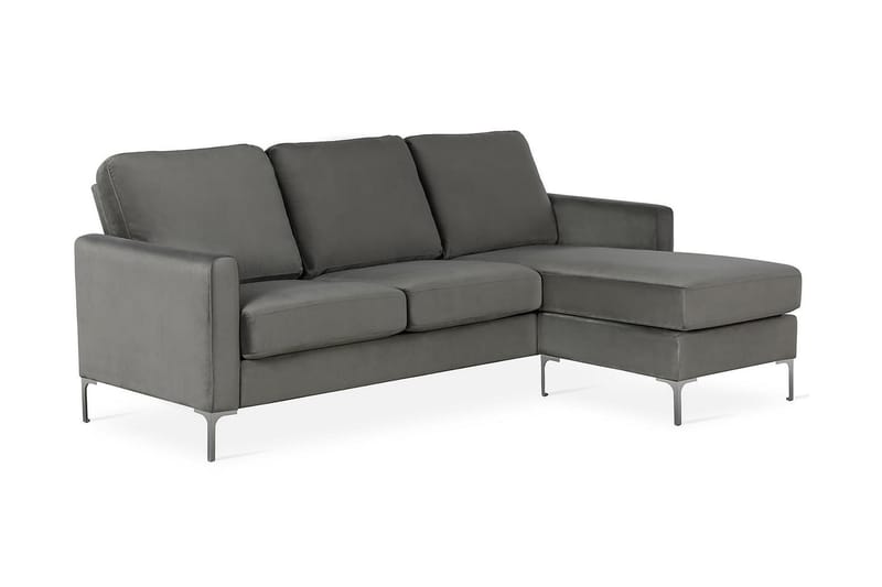 Divansofa Chapman Grå/Fløyel - Novogratz - 3 seters sofa med divan - Sofaer med sjeselong