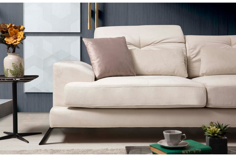 Divansofa Höger - Beige / Svart - Møbler - Sofaer - Sofaer med sjeselong - 4 seters sofa med divan