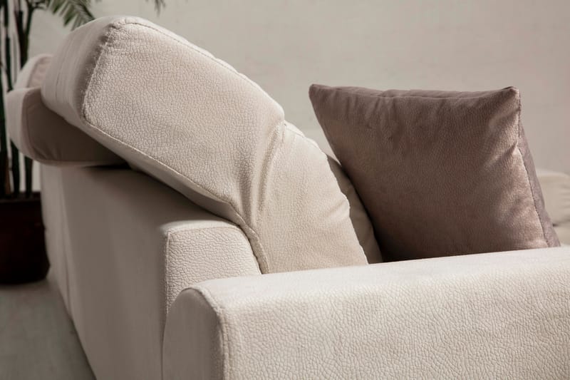 Divansofa Höger - Beige / Svart - 4 seters sofa med divan - Sofaer med sjeselong