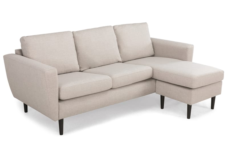 Divansofa Hudson 3-seter Høyre - Beige|Svart - 3 seters sofa med divan - Sofaer med sjeselong