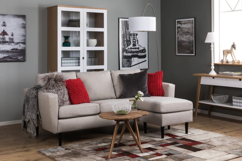 Divansofa Hudson 3-seter Høyre - Beige|Svart - 3 seters sofa med divan - Sofaer med sjeselong