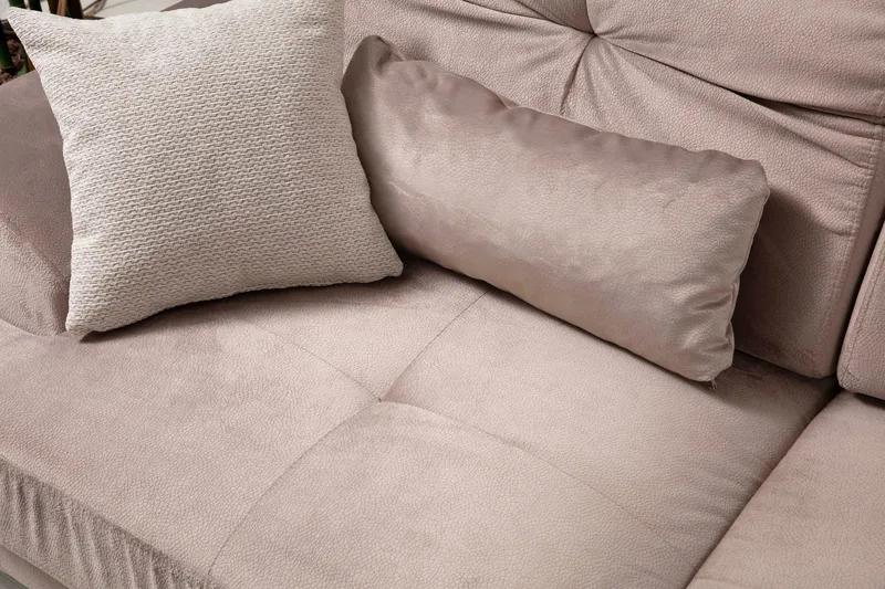Divansofa Janavia Høyre - Beige / Svart - Møbler - Sofaer - Sofaer med sjeselong - 4 seters sofa med divan