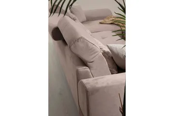 Divansofa Janavia Høyre - Beige / Svart - Møbler - Sofaer - Sofaer med sjeselong - 4 seters sofa med divan