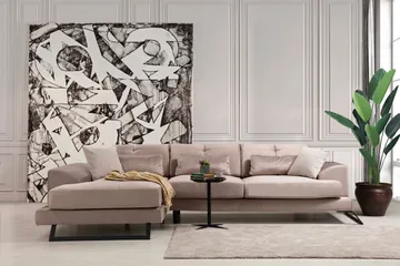 Divansofa Janavia Høyre - Beige / Svart - Møbler - Sofaer - Sofaer med sjeselong - 4 seters sofa med divan