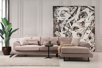 Divansofa Janavia Venstre - Beige / Svart - Møbler - Sofaer - Sofaer med sjeselong - 4 seters sofa med divan