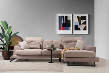 Divansofa Janavia Venstre - Beige / Svart - Møbler - Sofaer - Sofaer med sjeselong - 4 seters sofa med divan