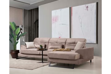 Divansofa Janavia Venstre - Beige / Svart - Møbler - Sofaer - Sofaer med sjeselong - 4 seters sofa med divan