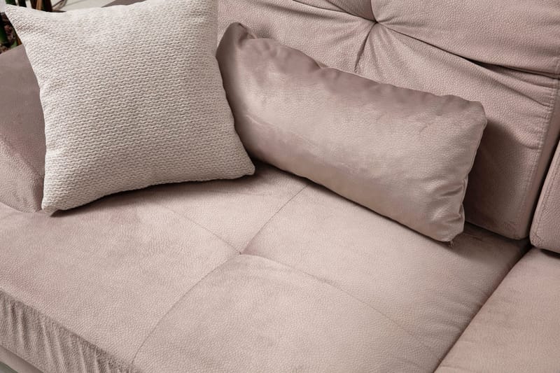 Divansofa Janavia Venstre - Beige / Svart - Møbler - Sofaer - Sofaer med sjeselong - 4 seters sofa med divan