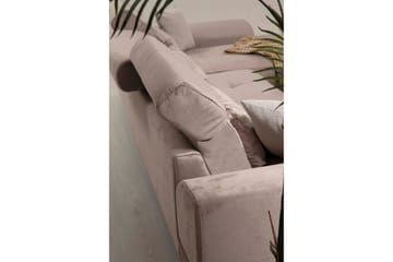 Divansofa Janavia Venstre - Beige / Svart - Møbler - Sofaer - Sofaer med sjeselong - 4 seters sofa med divan