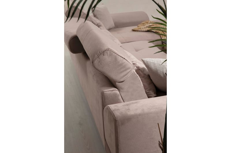 Divansofa Janavia Venstre - Beige / Svart - Møbler - Sofaer - Sofaer med sjeselong - 4 seters sofa med divan