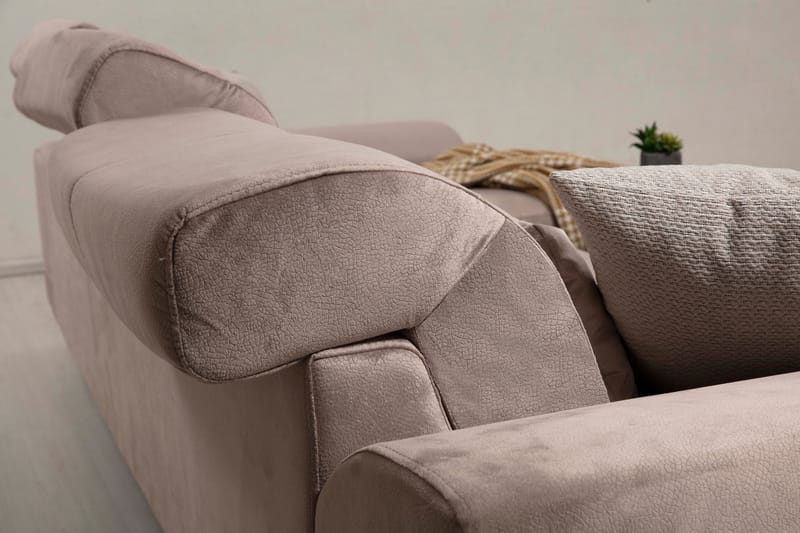 Divansofa Janavia Venstre - Beige / Svart - Møbler - Sofaer - Sofaer med sjeselong - 4 seters sofa med divan