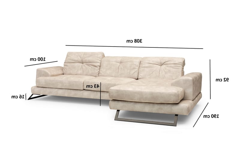 Divansofa Janavia Venstre - Beige / Svart - Møbler - Sofaer - Sofaer med sjeselong - 4 seters sofa med divan